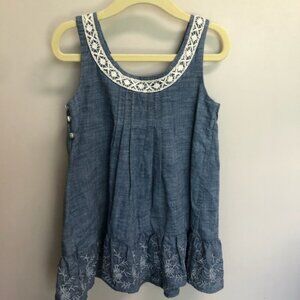 Girls Ralph Lauren lite denim sleeveless embroidered bottom ruffle dress size 3T